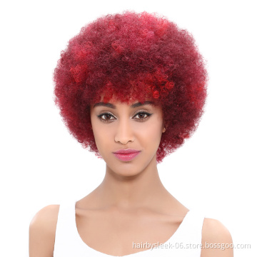 Rebecca Brazilian Remy Hair Short Wigs Afro Kinky Curly 100% Human Hair Wigs For Women Red Color Cheap Wigs Wholesale
